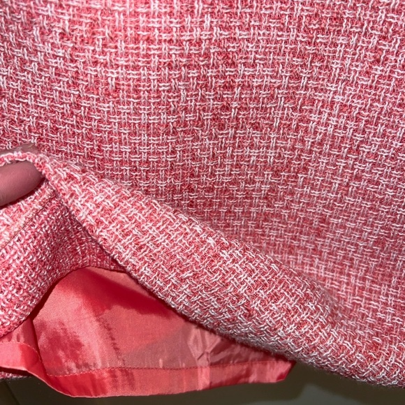 Karl Lagerfeld Paris Designer Tweed Scalloped V Neck Sheath Pink Dress Size 10 - Picture 4 of 11